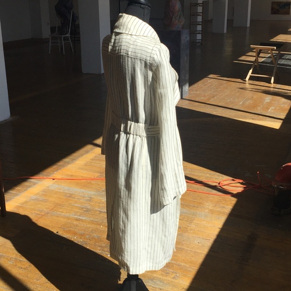 Black and ivory linen cotton blend trench - Picture 5 of 6